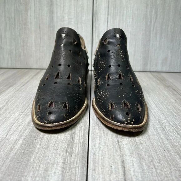 Musse & Cloud Anisse Anthropology Black Leather Ankle Shoe Booties Womens Size 7 - Picture 5 of 10